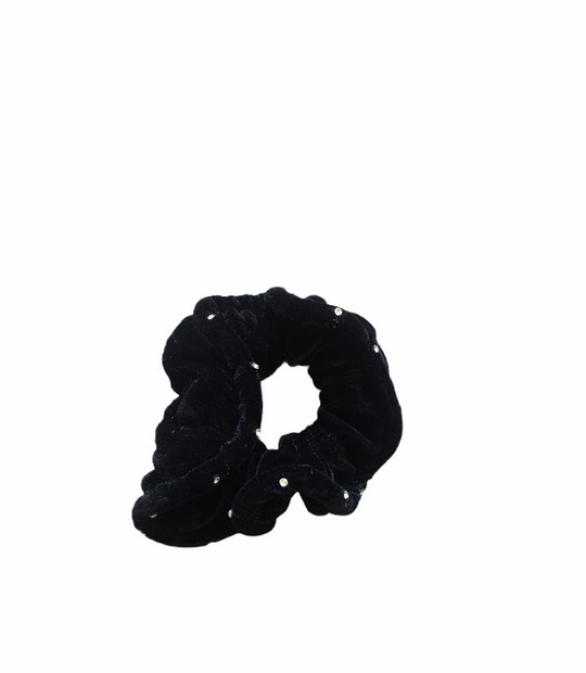 Ro Accessories Σούρα Μαλλιών Βελούδο Μαύρη Με Στρας 06-0121